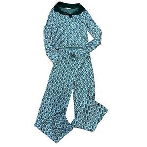 Zara Green and White Geometric Patterned Set